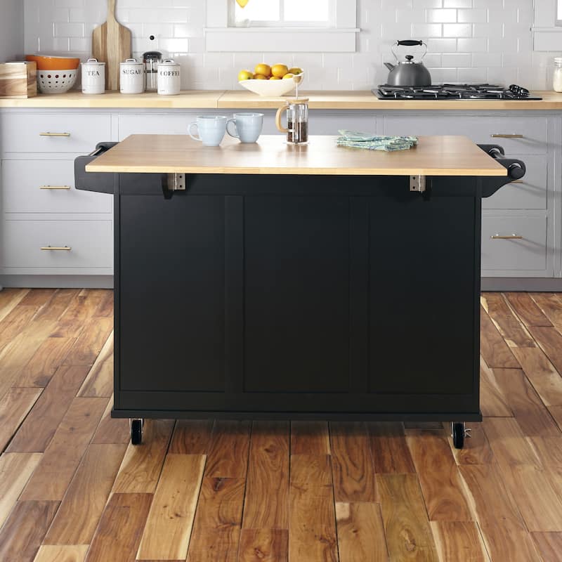 Homestyles Dolly Madison Black Wood Kitchen Cart - N/A