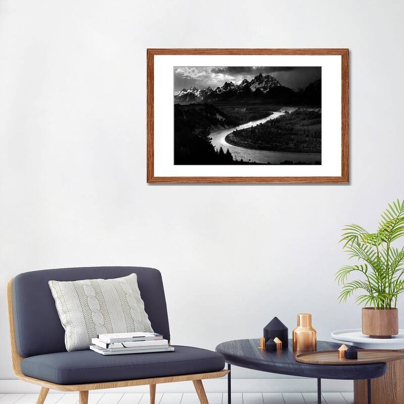 iCanvas "The Tetons - Sn-ke River" by Ansel Adams