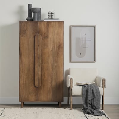Astrid Medium Brown Solid Wood Armoire Cabinet - 38.8L x 19.8W x 68.5H