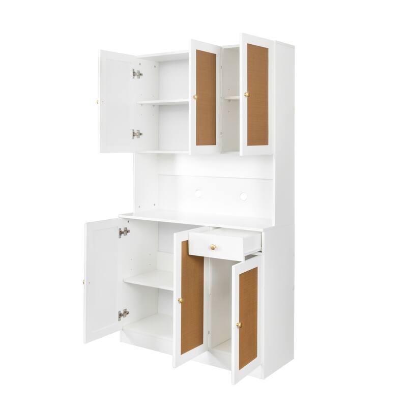 70.87" Tall Wardrobe & Kitchen Cabinet with 6-Storage Doors, 1-Open Shelves and 1-Drawer for Bedroom, Easy to Assemble