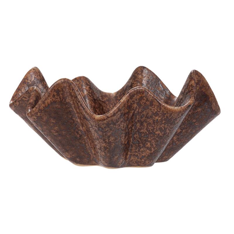 Stoneware Ruffled Bowl with Reactive Glaze