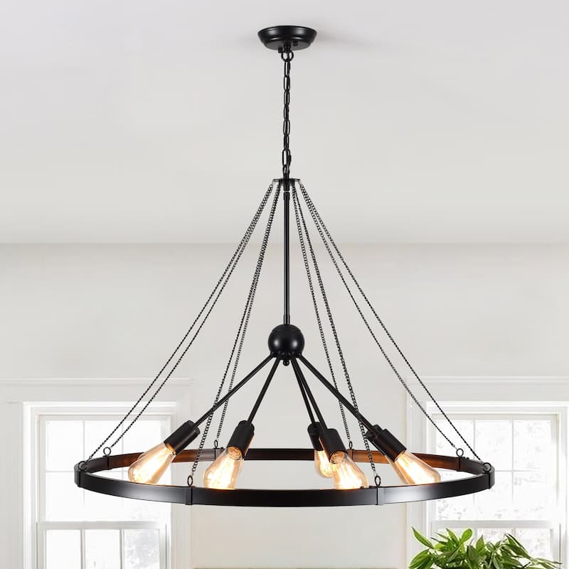 8-Light Circle Wagon Wheel Chandelier Linear Sputnik Chandelier Lighting for Kitchen Island