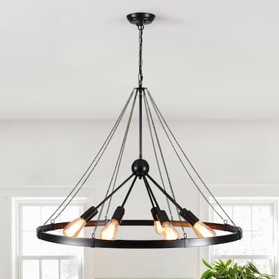 8-Light Circle Wagon Wheel Chandelier Linear Sputnik Chandelier Lighting for Kitchen Island