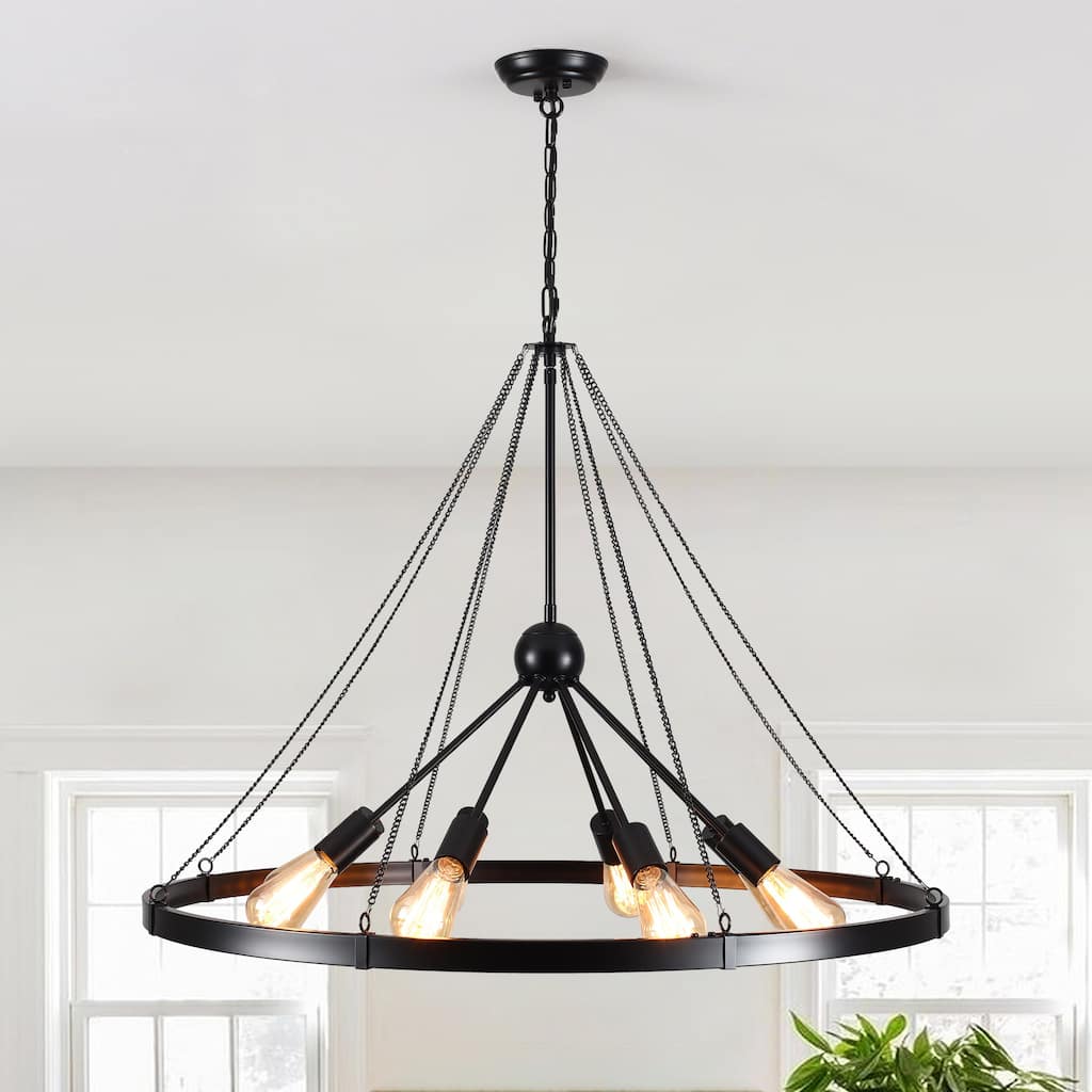 8-Light Circle Wagon Wheel Chandelier Linear Sputnik Chandelier Lighting for Kitchen Island