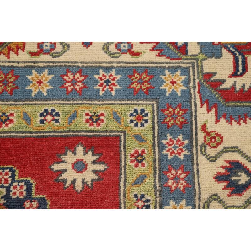 Geometric Kazak Area Rug Wool Carpet - 8'0" x 10'4"
