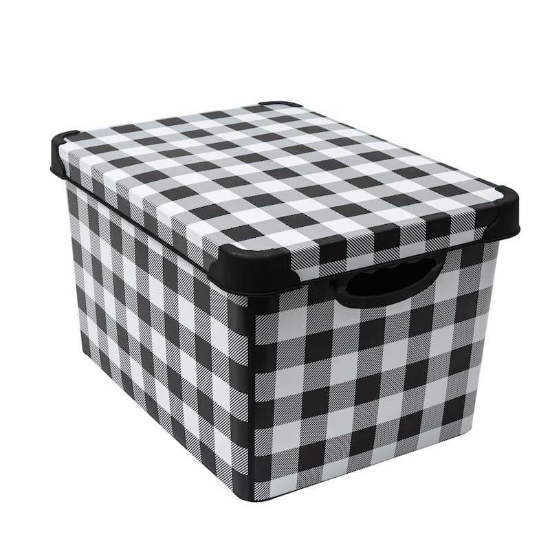 Simplify Checkered Storage Tote Bin
