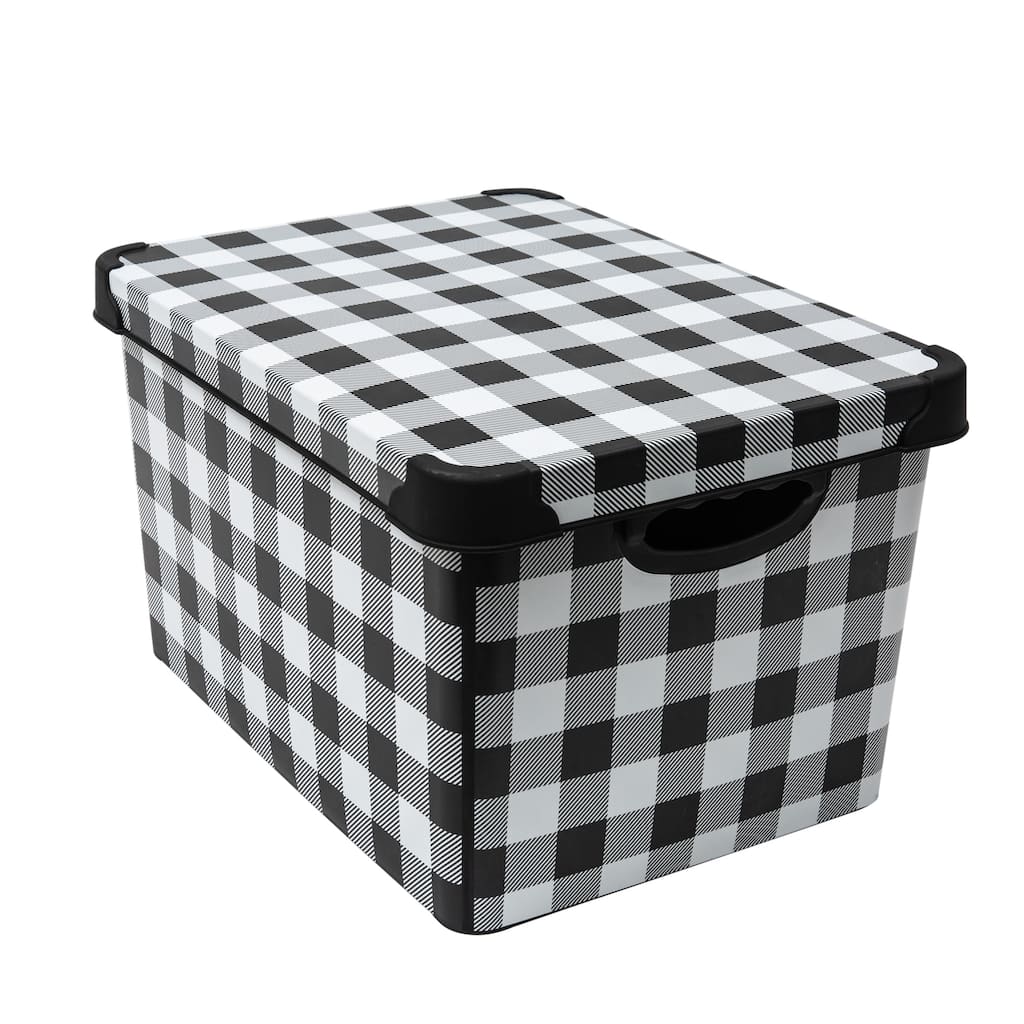 Simplify Checkered Storage Tote Bin