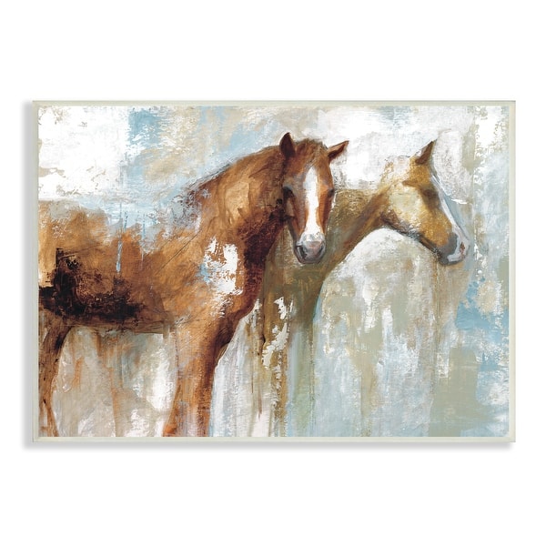 Stupell Layered Abstract Horses Foals Farm Animal Painting Wood Wall ...