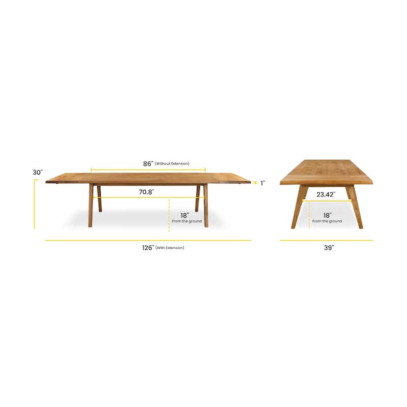 Poly and Bark Kent Solid Oak Wood Dining Table