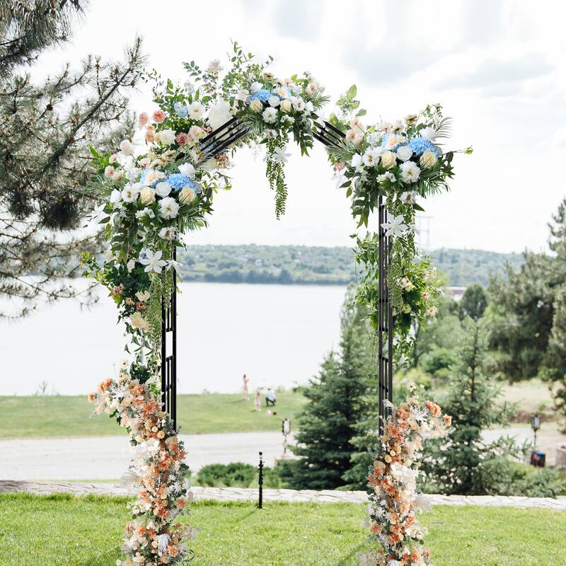 Metal Garden Arch with Adjustable Width W42.52''~W78.15'' Climbing Plants Support Rose Arch Outdoor