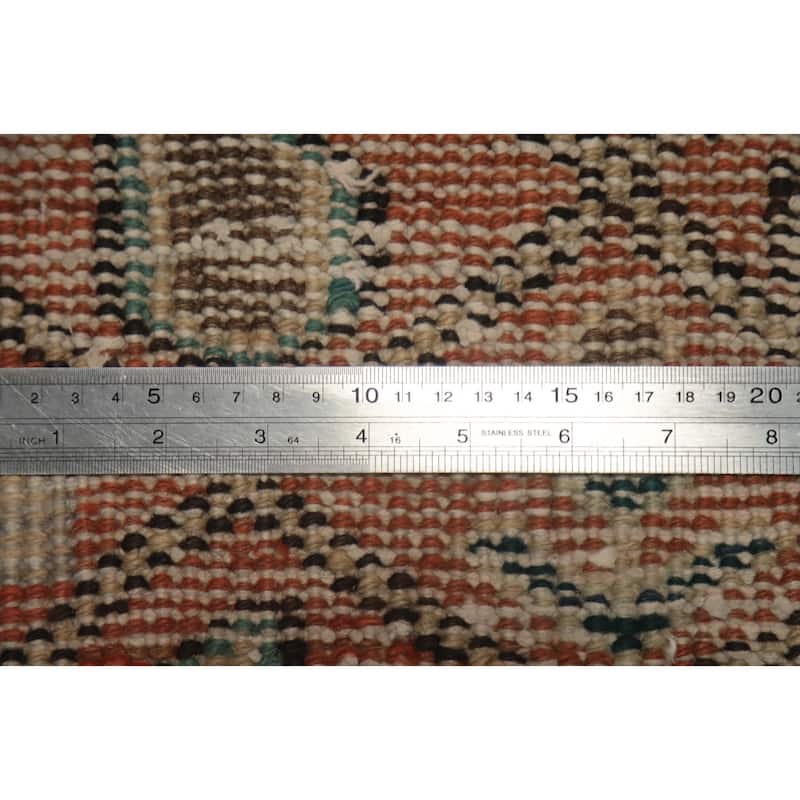 Hand Knotted Oriental 100% Wool Carpet Traditional Geometric Oranges & Rust Ardebil Area Rug - 4' 6'' X 3' 2''