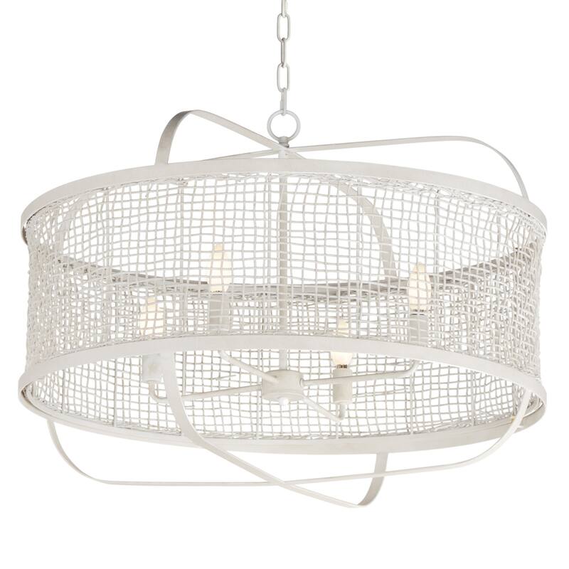Maxim 22475 Cestino 4 Light 30" Wide Drum Chandelier - Weathered White