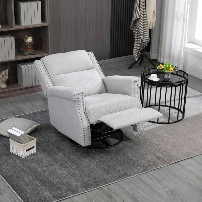 Swivel Manual Recliner Chair 360 Degree Leisure Arm Chair, Nursery Rocking Chairs - Light Grey