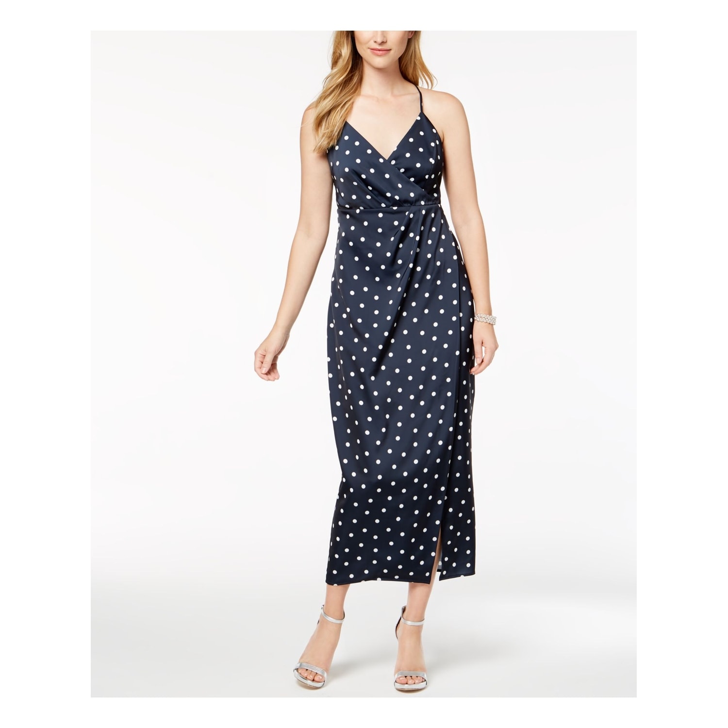 bardot polka dot wrap dress