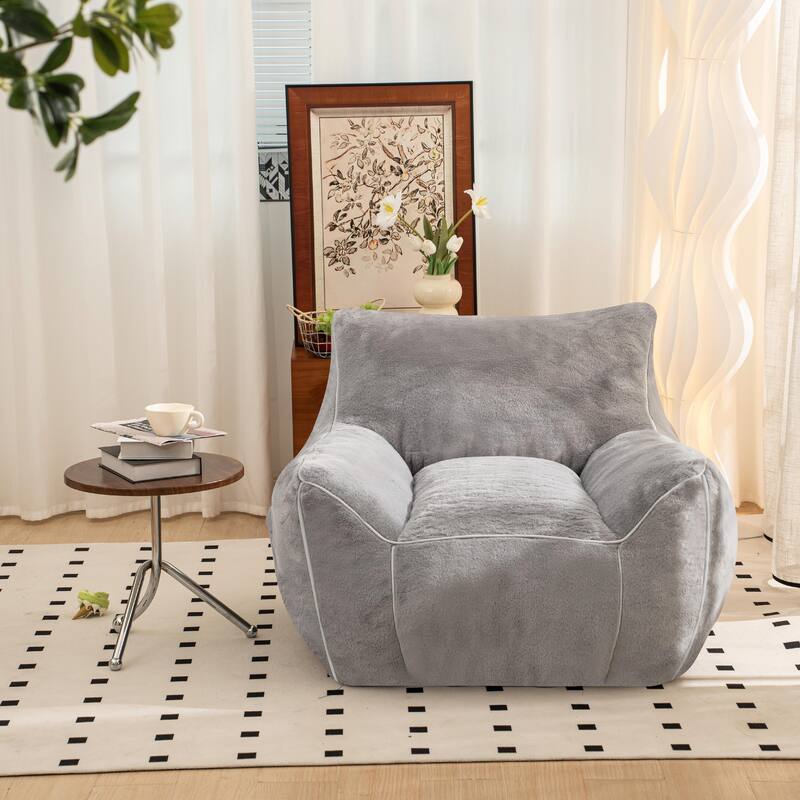 Comfy Bean Bag Sofa with Back Support - Gray