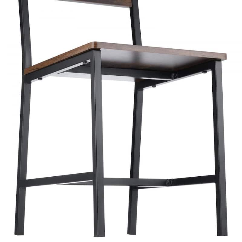 Rustic Brown-Black Metal MDF Dining Chair Set of 2 Ergonomic Sturdy Seat - 18.90 × 14.96 × 34.06 in