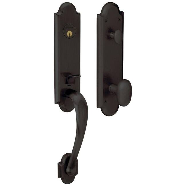 Baldwin Boulder Single Cylinder Handleset with an Oval Interior Knob - Oil Rubbed Bronze