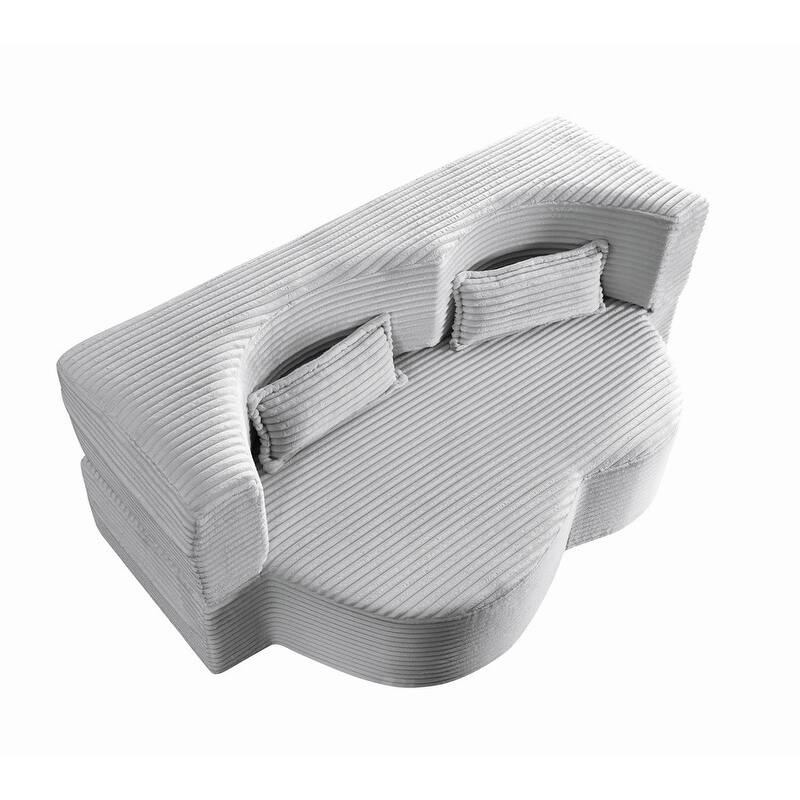 Modern 78" Full Size Convertible Corduroy Foam-Filled Sleeper Sofa,Modern Floor Sofa with 2 Pillows