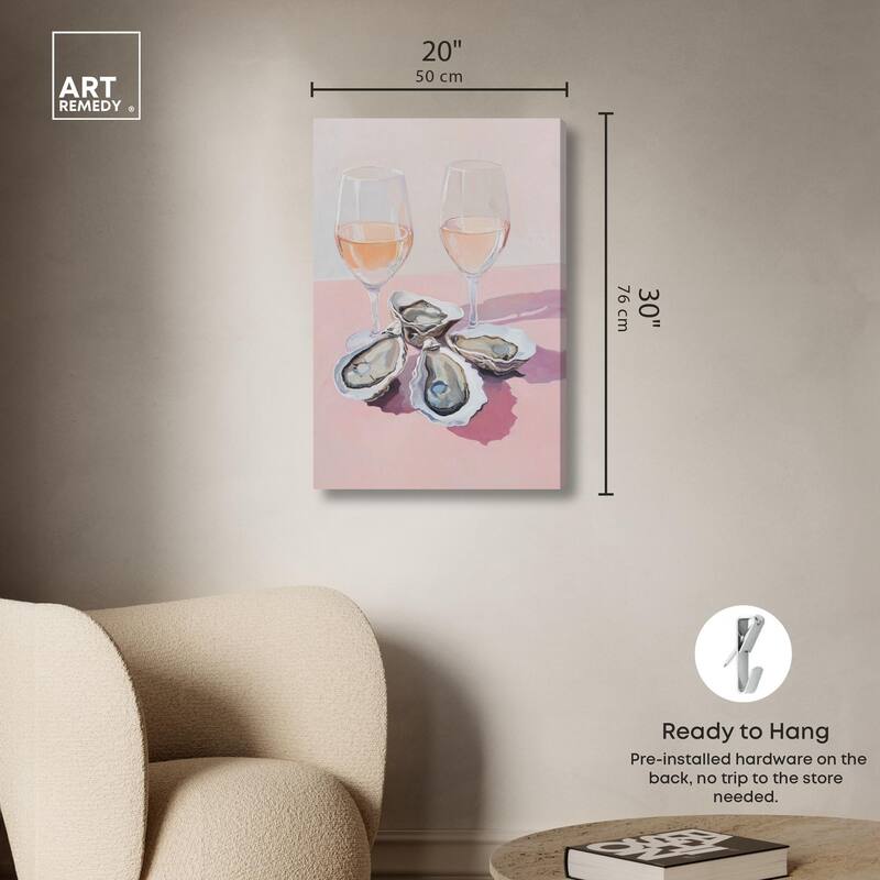 Oysters and Rose Wine Canvas by Art Remedy, Gallery Wrapped