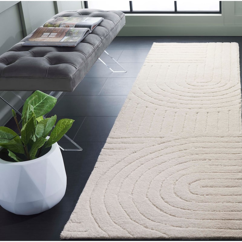 SAFAVIEH Handmade Mykonos Tuija Wool Rug - 2'3" x 8' Runner - Ivory