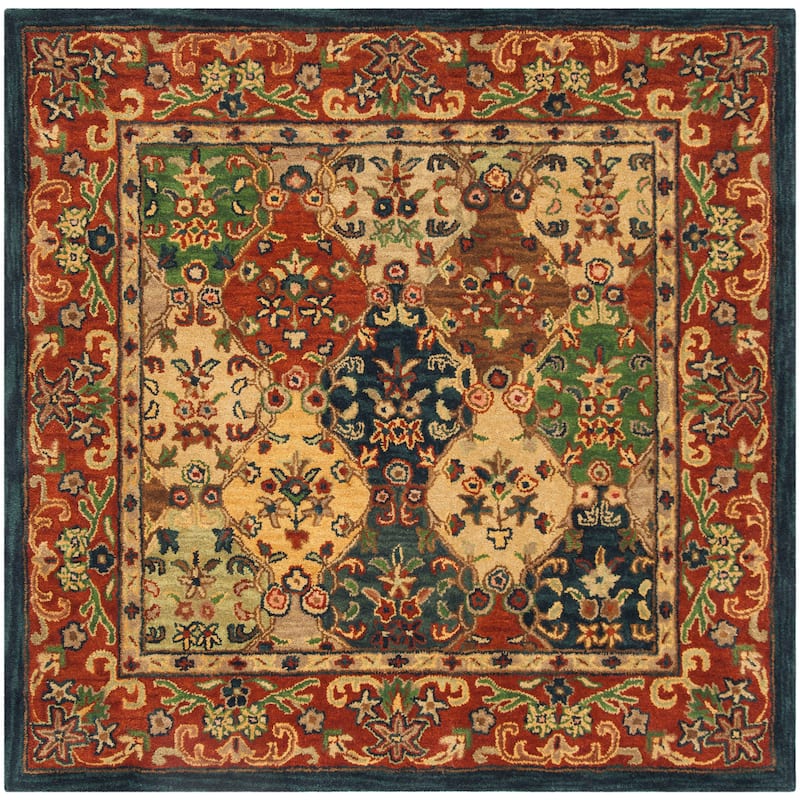 SAFAVIEH Handmade Heritage Reptilian Traditional Oriental Wool Rug - 6' Square - Beige/Burgundy