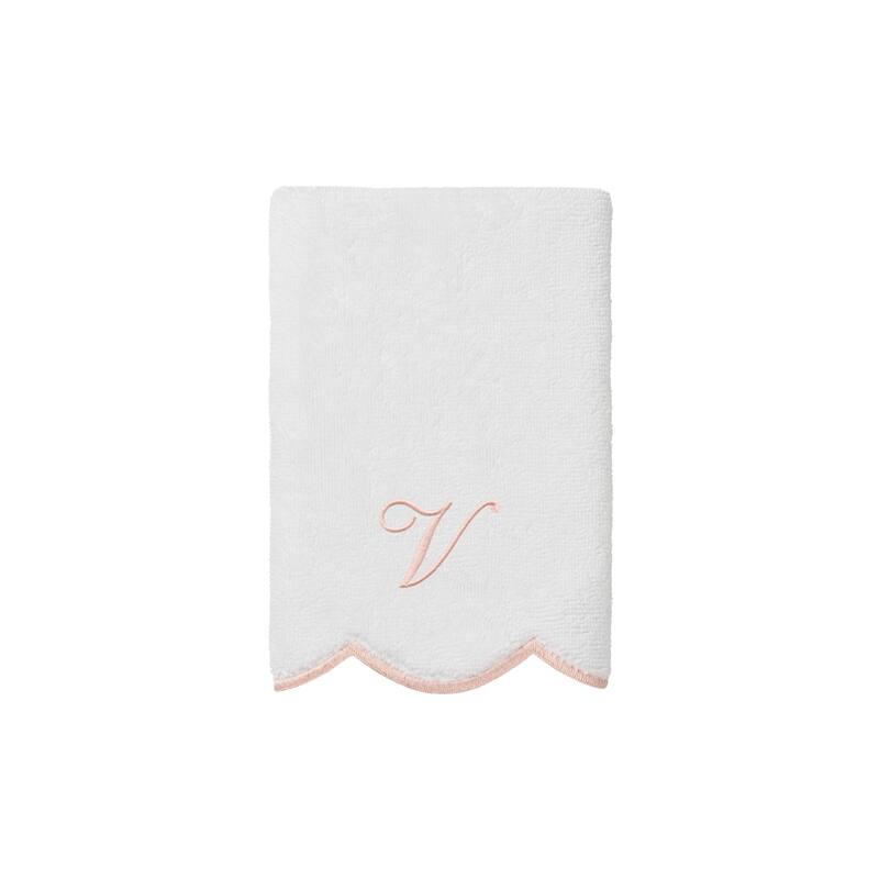Authentic Hotel and Spa 100% Turkish Cotton Pink ADORNIA Scallop Personalized 3 Piece Towel Set - 3 Piece Set