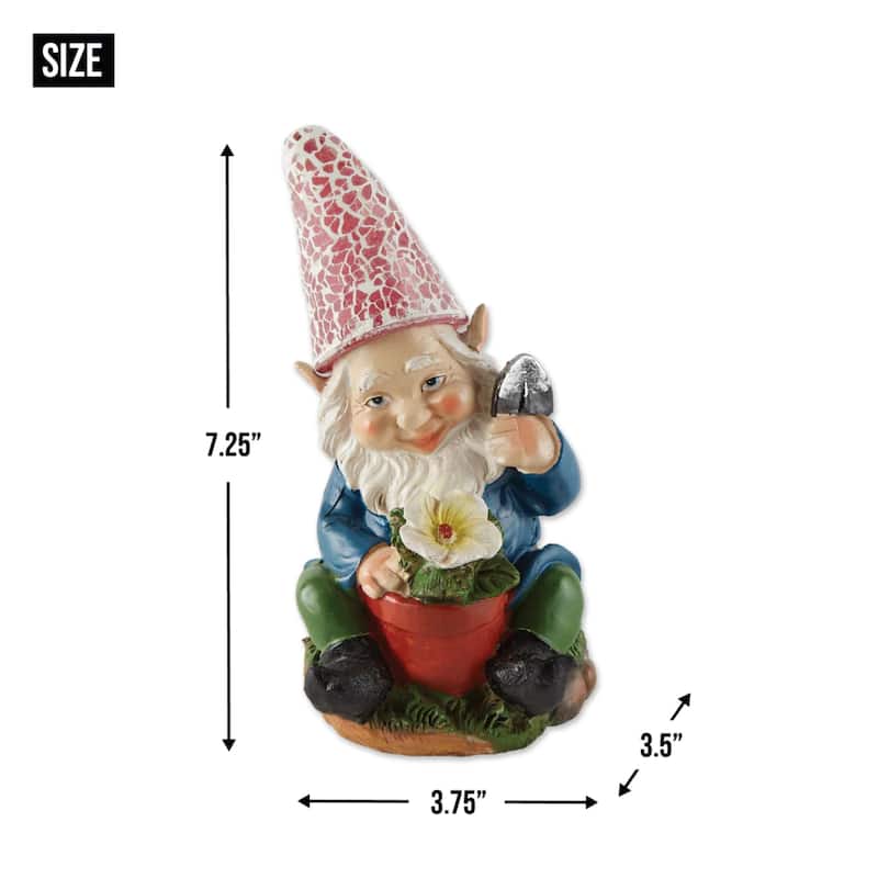Gardening Gnome Solar Lighted Outdoor Statue - 7.25" - Blue and Green