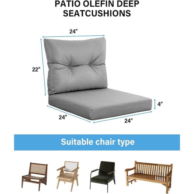 WINSOON 24x24 Inch Outdoor Deep Seat Cushion Set,Waterproof and Resistant