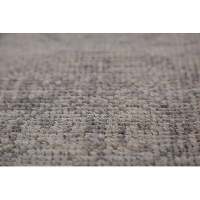 Hand Knotted Oriental 100% Wool Carpet Transitional All-Over Greys & Charcoal Oushak Area Rug - 8' 10'' X 6' 1''