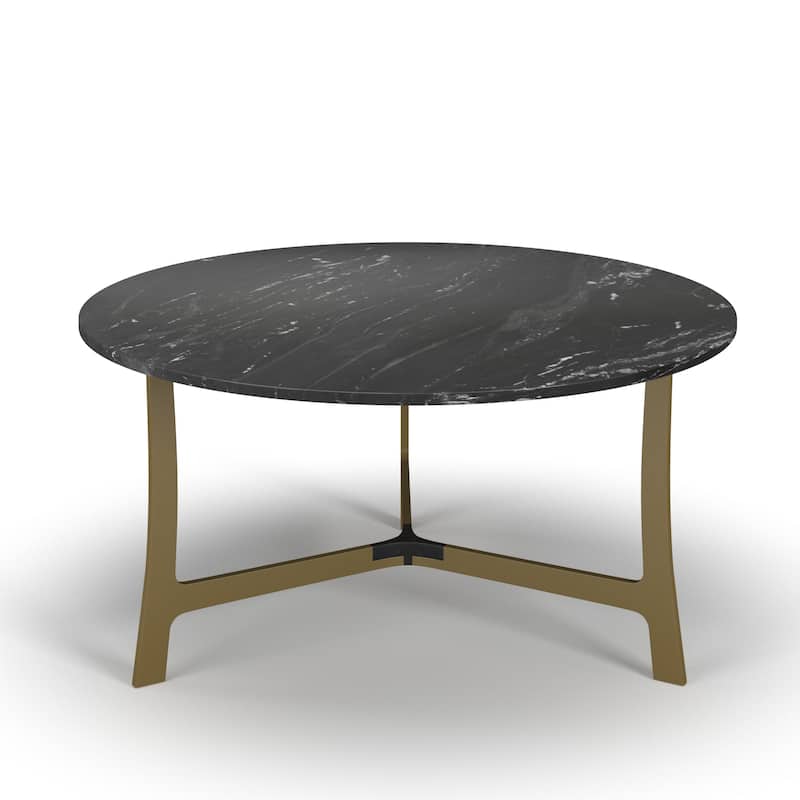 Wilma Marble Coffee Table - Aluminum Base / Black Marble Top