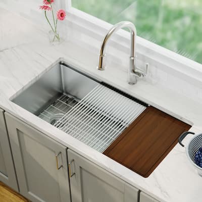 Karran Elite WS-38-PK1 Undermount 36" Single Bowl Stainless Steel Workstation Kitchen Sink