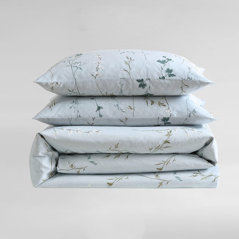 Calvin Klein Wildflower Cotton Reversible Blue Comforter Set
