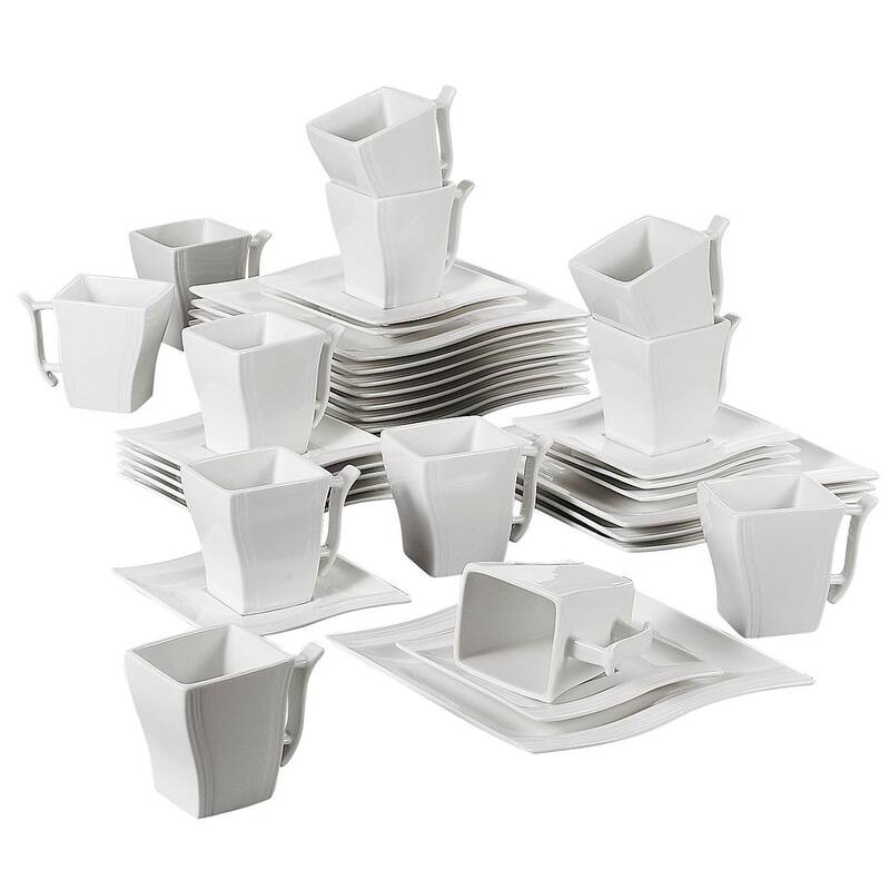 MALACASA Flora 36-Piece Porcelain Dessert Set (Service for 12) - White