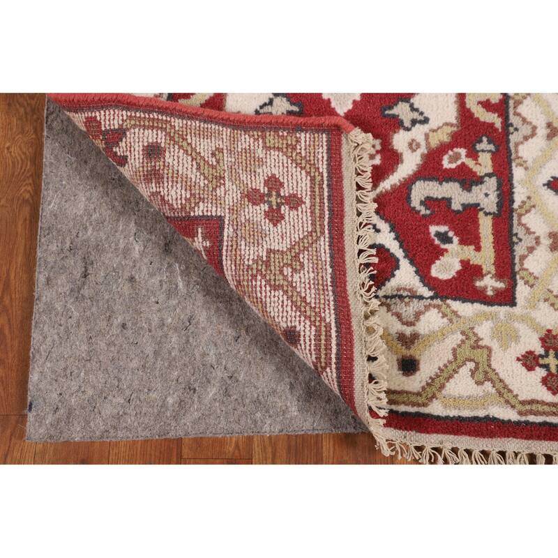 Red Oushak Indian Runner Rug Hand-Knotted Wool Carpet - 2'6"x 9'9"
