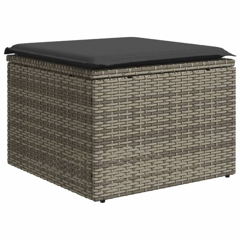 vidaXL Patio Sofa Set with Cushions Outdoor Conversation Furniture Poly Rattan - 24.4 x 24.4 x 27.2 in