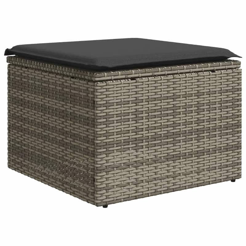 vidaXL Patio Stool with Cushion Ottoman Outdoor Seating Cube Seat Poly Rattan - 21.7 x 21.7 x 14.6