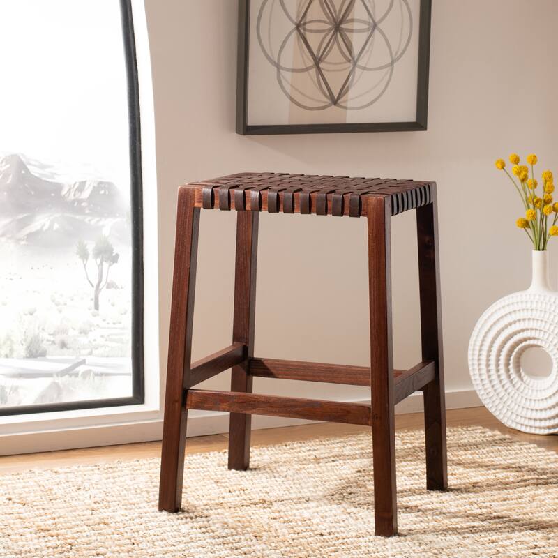SAFAVIEH Ozgul Woven Lattice Counter Stool - 20" x 17.7" x 27.1" - 20Wx18Dx27H