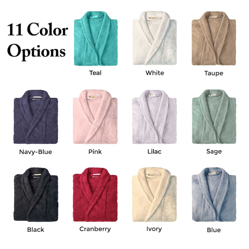 100% Cotton Soft Terry Adult Unisex Lightweight Bathrobe by Superior