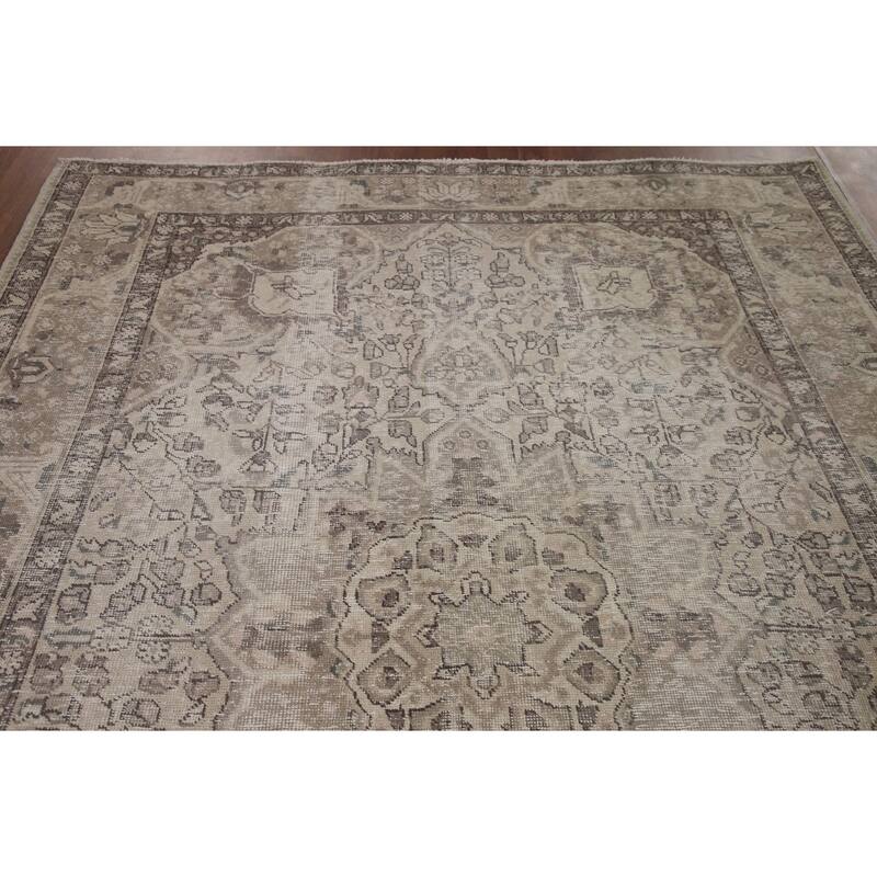 Distressed Tabriz Persian Antique Rug Handmade Oriental Wool Carpet - 6'7" x 9'2"