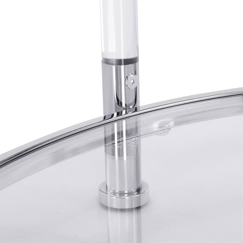 2-Tier Storage Shelf Center Table Contemporary Round Coffee Table with Tempered Glass Tabletop End Table with Chrome Frame
