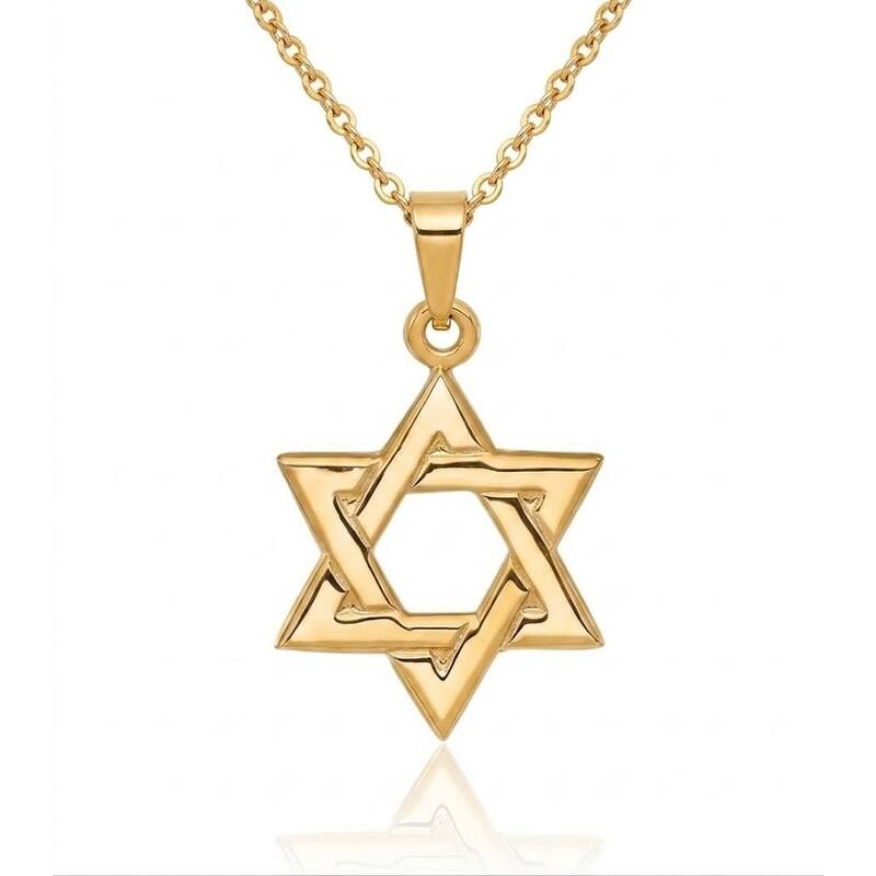 Curata 14k Yellow Gold 18" 20x14mm Solid Polished Star of David Pendant Necklace