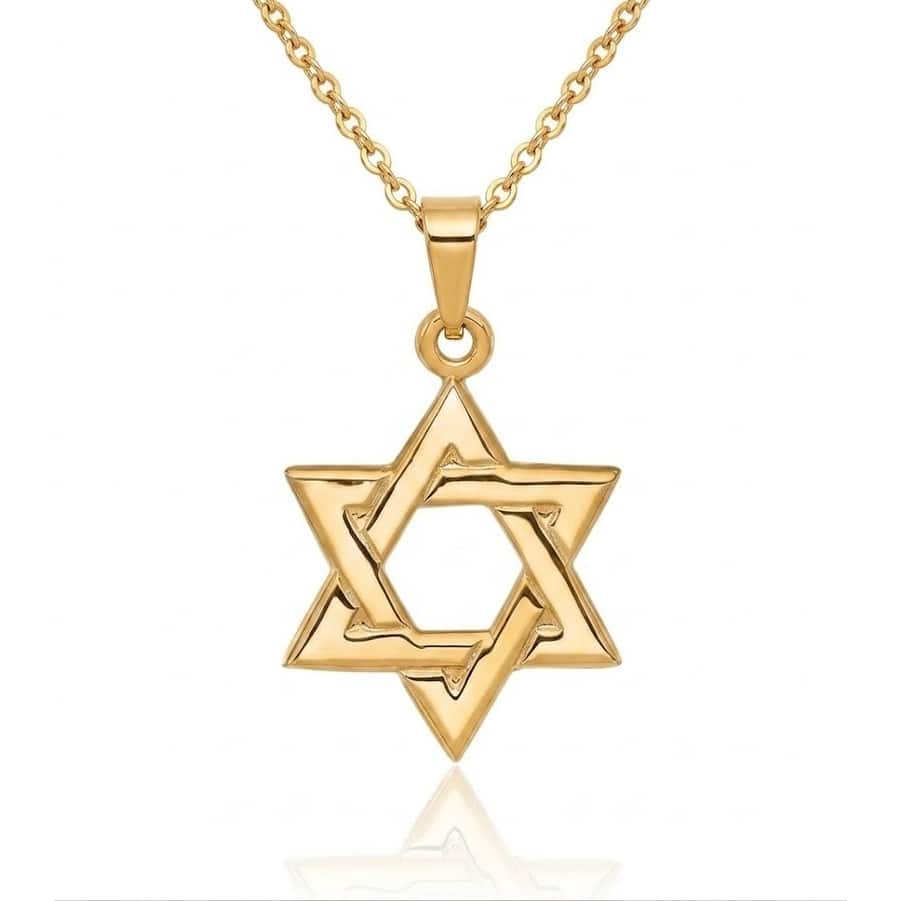 Curata 14k Yellow Gold 18" 20x14mm Solid Polished Star of David Pendant Necklace