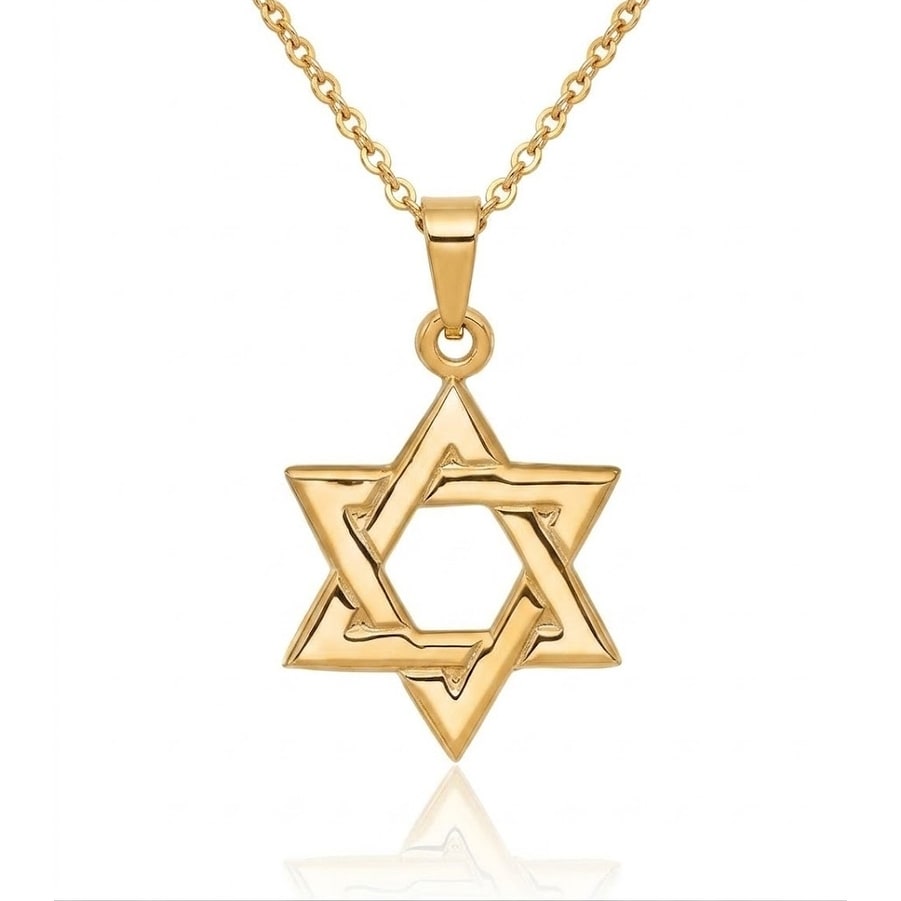 Curata 14k Yellow Gold 18" 20x14mm Solid Polished Star of David Pendant Necklace