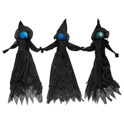 4' Light Up Triple Witch on Metal Stakes