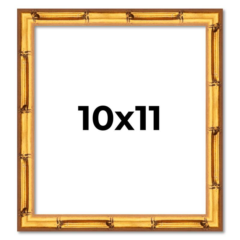10x11 Frame Gold Bamboo Picture Frame Modern Photo Frame Includes UV Acrylic Shatter Guard Front Acid Free Foam Backing Board