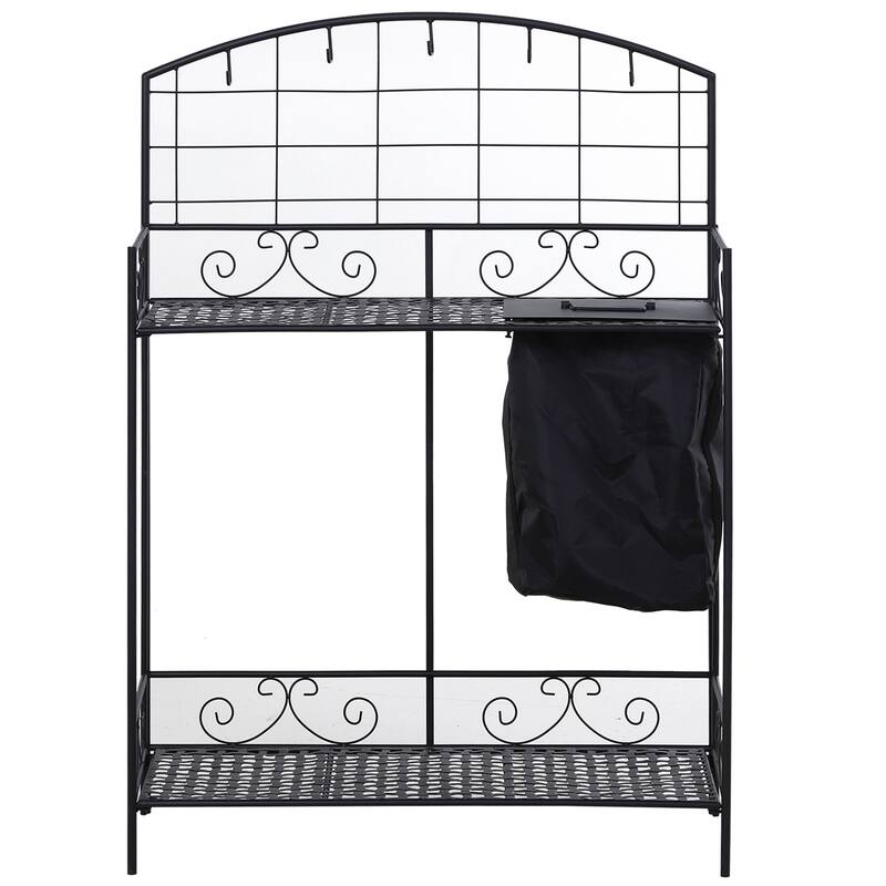 Outsunny Outdoor Folding Potting Bench with Storage & Spacious Workspace, Garden Table