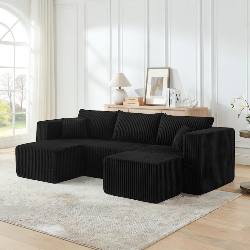 94.1" U-Shaped Sectional Sofa with Two Movable Ottomans