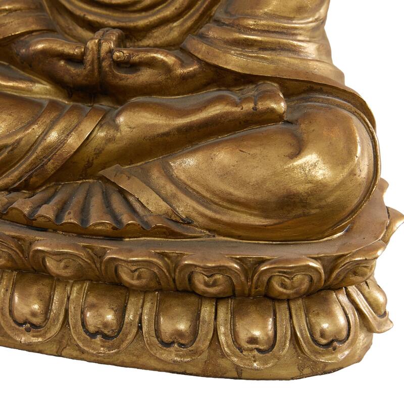 Polystone Buddha Meditating Decorative Sculpture with Engraved Carvings - Silver, Copper, Gold - Roche River Decor