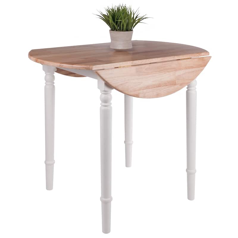 Sorella Round Drop Leaf Table, Natural and White - Natural / White - 30.3"H x 35.4"W x 35.4"D