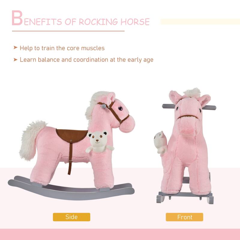 Kids Plush Rocking Horse with Authentic Neighing Sounds, Soft Body, and Developmental Benefits, for Toddlers 36 Months+